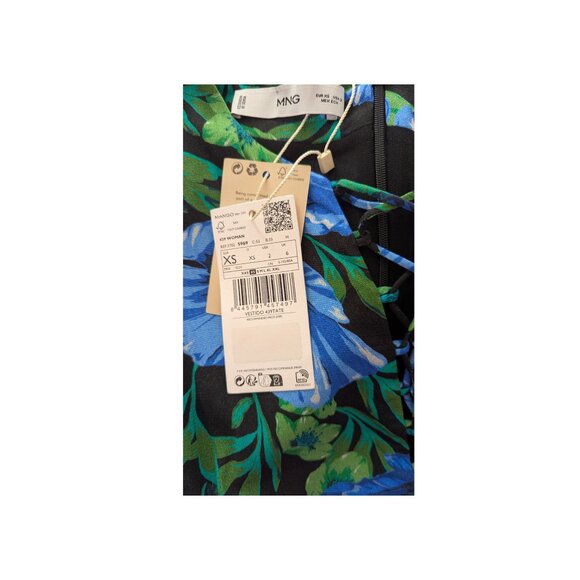 Mango Floral Mini Dress Long Sleeve Viscose Fully Lined Size XS NWT - Picture 4 of 6